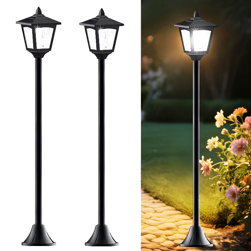 2 Pack 40" Solar Post Lamp Lights Outdoor, Led Dusk To Dawn Waterproof Pathway Lamps For Yard & Driveway