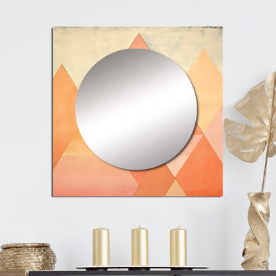 Cheyane - Peachy Pyramids Shapes Abstract Shapes Large Square Mirror For Wall Art Decor