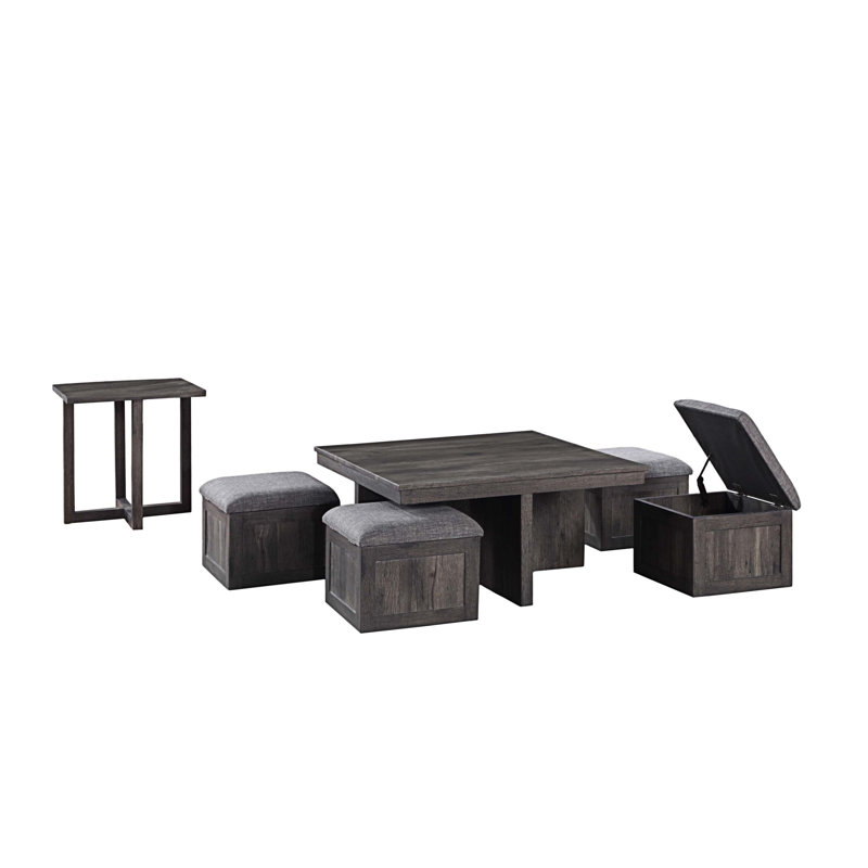 Ensemble de tables basses 6 pièces Harford, Brun