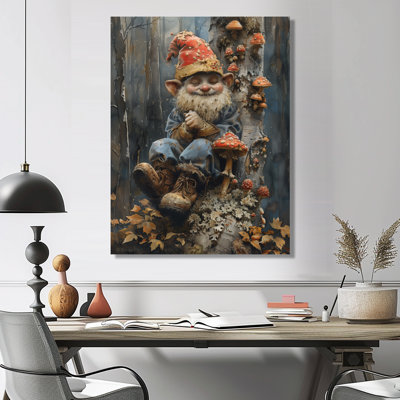 Décoration de mur rouge gnome d'automne fongique - gnome