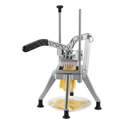 French Fry Cutter, 8.67 x 8.27 x 19.69 in, Stainless Steel, 1 Piece, Manual, Silver, 1/2 in Blade for Thick Cut Fries
