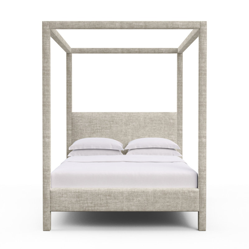 Lit tapissier Lafayette, Double, Velours froissé huître