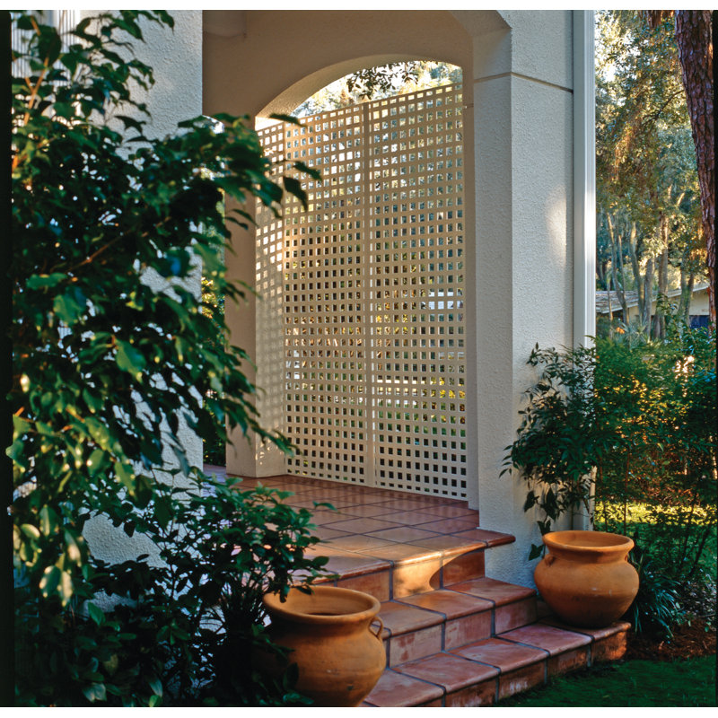 96" H x 48" W Vinyl Square Privacy Lattice Panel, White
