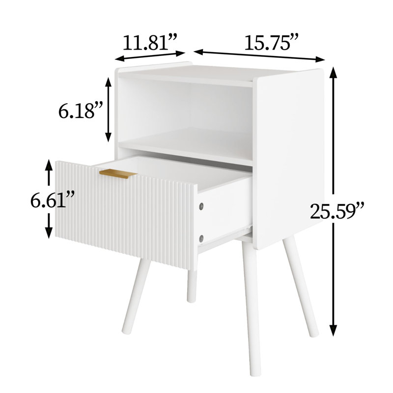 Table de chevet ouverte de style moderne, Blanc