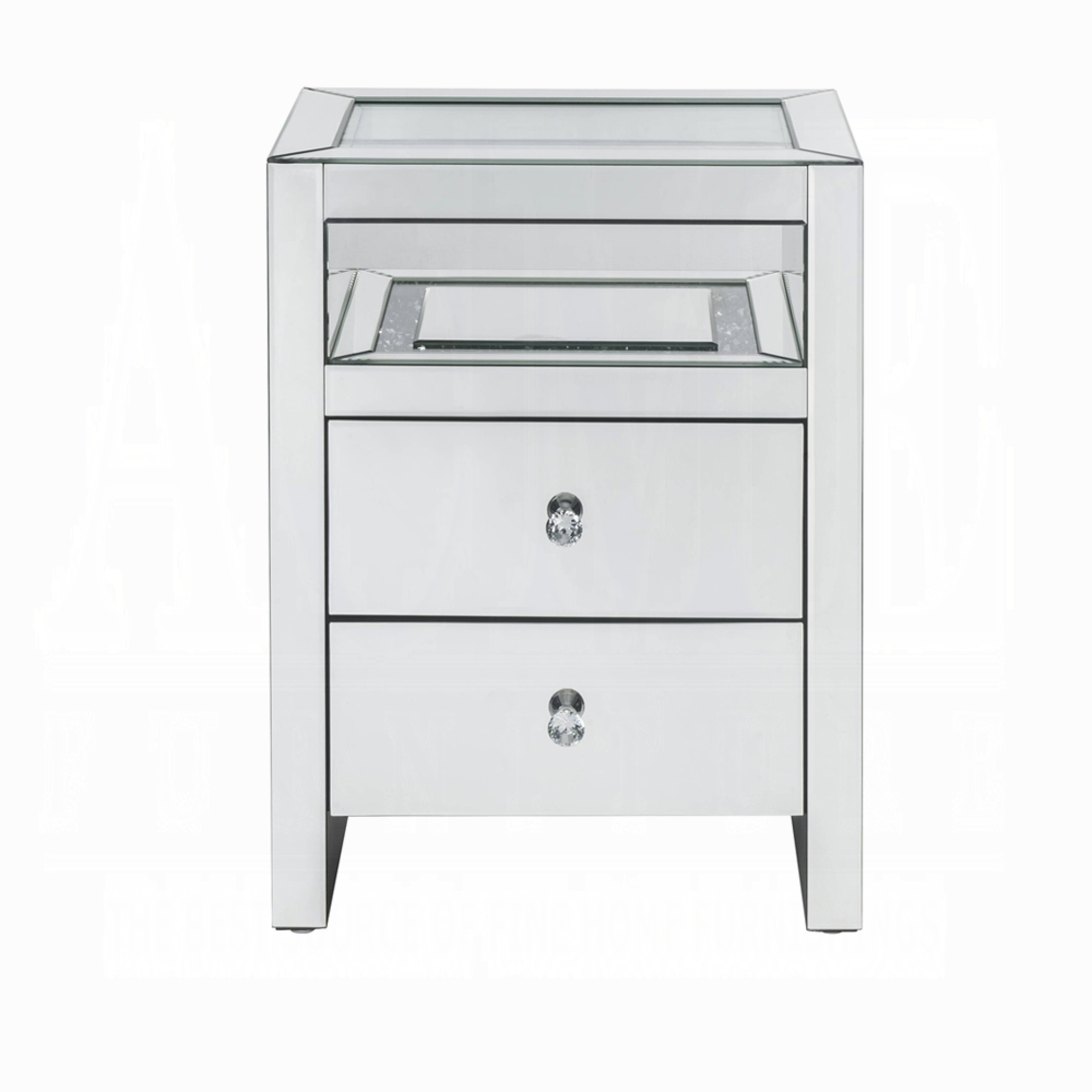 F&L Homes Studio Dominic Glass Top 2 - Drawer End Table | Wayfair