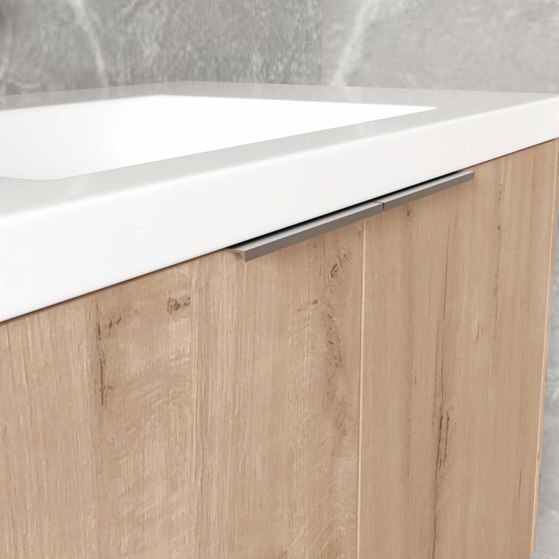 Meuble-lavabo à fixation flottante avec lavabo, Chêne