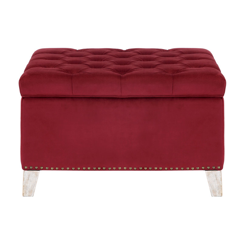 Kirsten Upholstered Ottoman, Red Velvet 