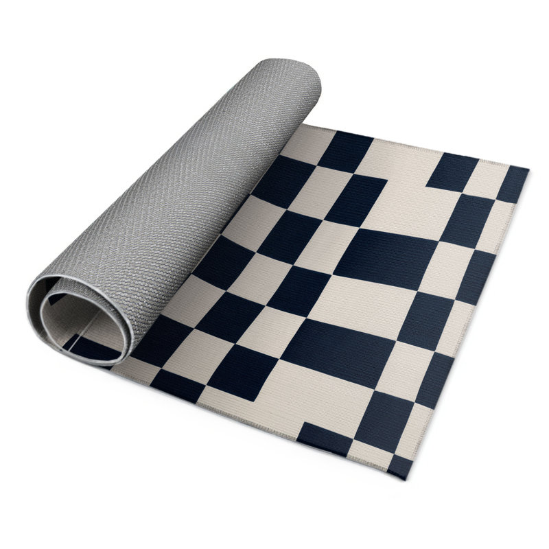 Tapis d'intérieur et d'extérieur à carreaux beige, Rectangulaire 2 pi x 3 pi