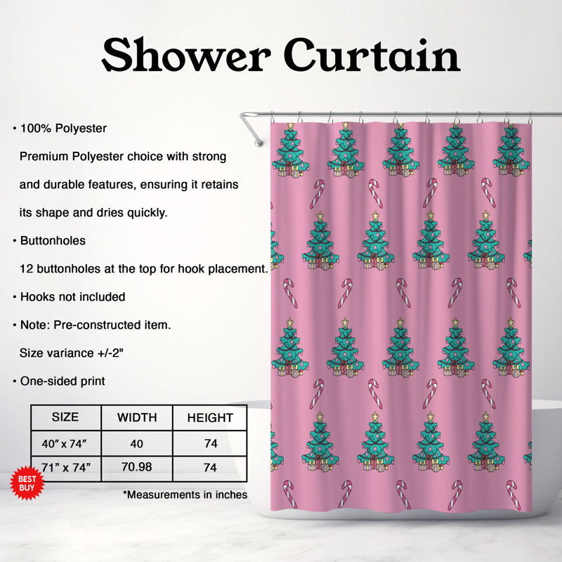 Rideau de douche standard 1 pièce Rosy Joy, H 74 po x l 71 po