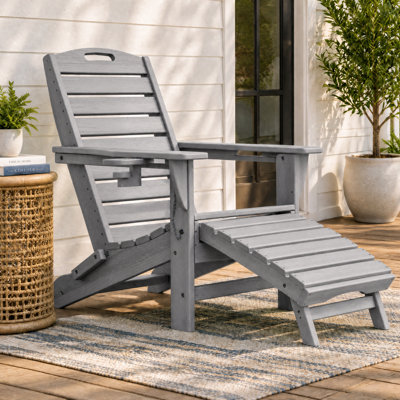 HDPE Adirondack Foldable Chair with Retractable Ottoman