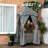 Outsunny Outdoor Towel Valet Caddy, Covered Poolside Towel Holder Rack, Shelf, Basket, Rolling Pe Rattan Wicker Storage On Wheels, Gray