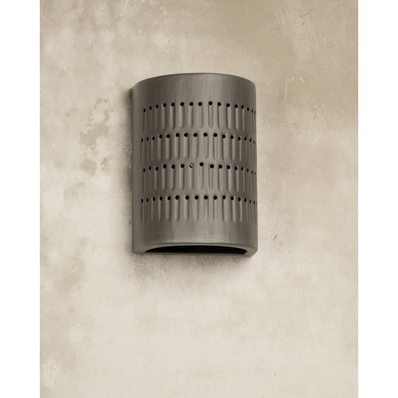 Carely Ceramic Outdoor Wall Light, LED Bulb Included, Rubbed Pewter, 8.5" H x 6.5" W x 4.5" D