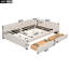 Grand lit plateforme tapissier avec port USB et 2 tiroirs, beige-1569385675