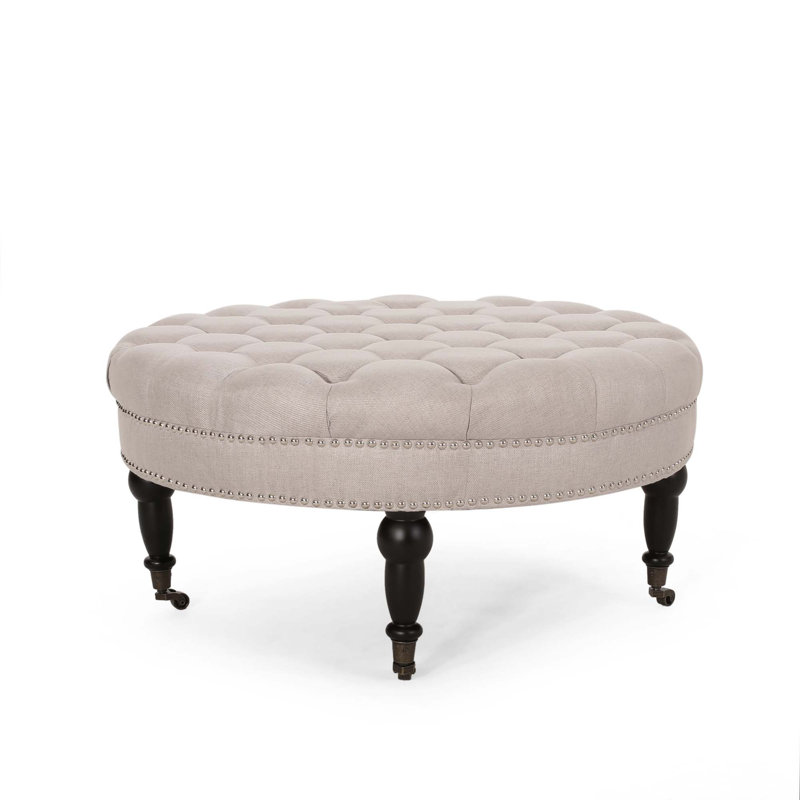 Ottoman With Caster, Beige