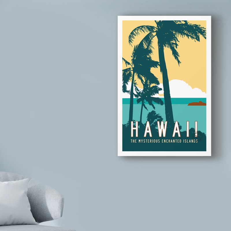 « hawaii travel affiche », reproduction d’impression sur toile tendue, H 47 po x l 30 po x P 2 po