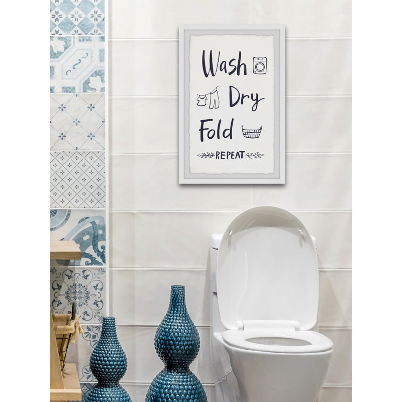 Laundry Cycle Process 1 Piece Single Picture Frame Wall Art, 45cm H x 38cm W x 3.81cm D