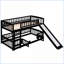 Twin Over Twin Solid Pine Wood Bunk Bed with Slide &amp; Ladder No Box Spring for Teens-806293945