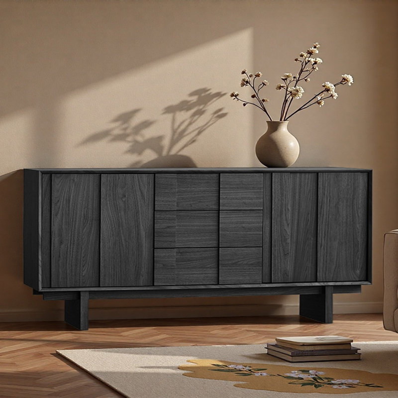 Buffet grande capacité Retro, H 31,5 po x l 70,87 po x P 15,75 po, Noir