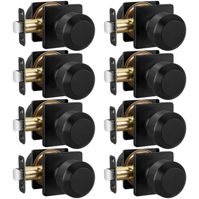 Ensemble de 8 boutons de porte de placard noir mat, boutons de porte de passage, bouton de porte noir intérieur sans serrure pour couloir de placard