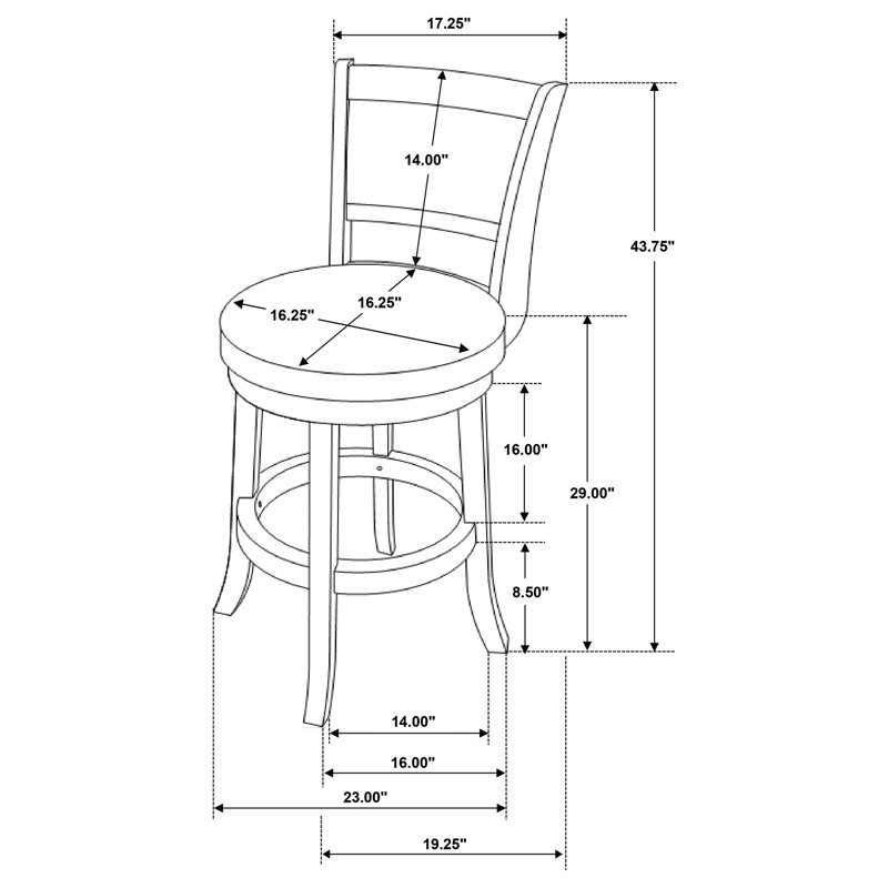 Chaise de bar pivotante rembourrée Jackman Châtaignier, Tabouret de bar (siège d'une hauteur de 29 po)