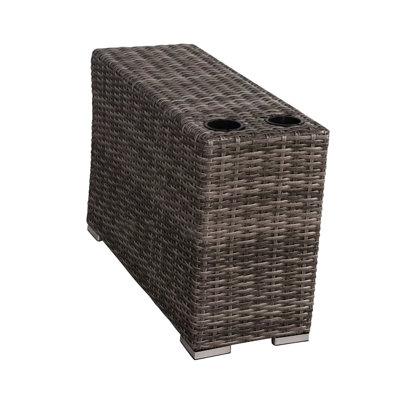 Outdoor Side Table Fully Assembled - Stain Surface Versatile For Seating Brown Outdoors Resists And Modern Garden Design