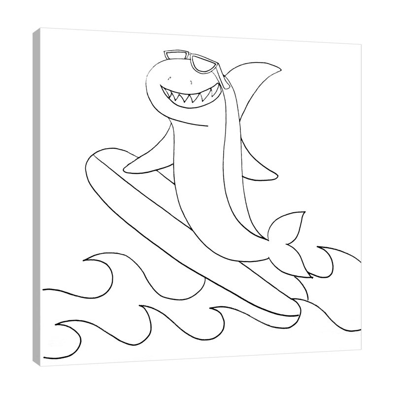 Requin par Pam Varacek - reproduction sur toile tendue, H 30 po x l 30 po x P 1,5 po