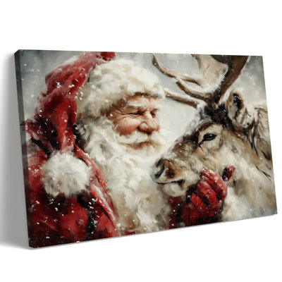 Grand Abiella, père Noël et renne, estampes, paysage d'hiver, décor de vacances pour le bureau de la chambre à coucher, affiche d'art sur toile rétro, 18 po x 24 po