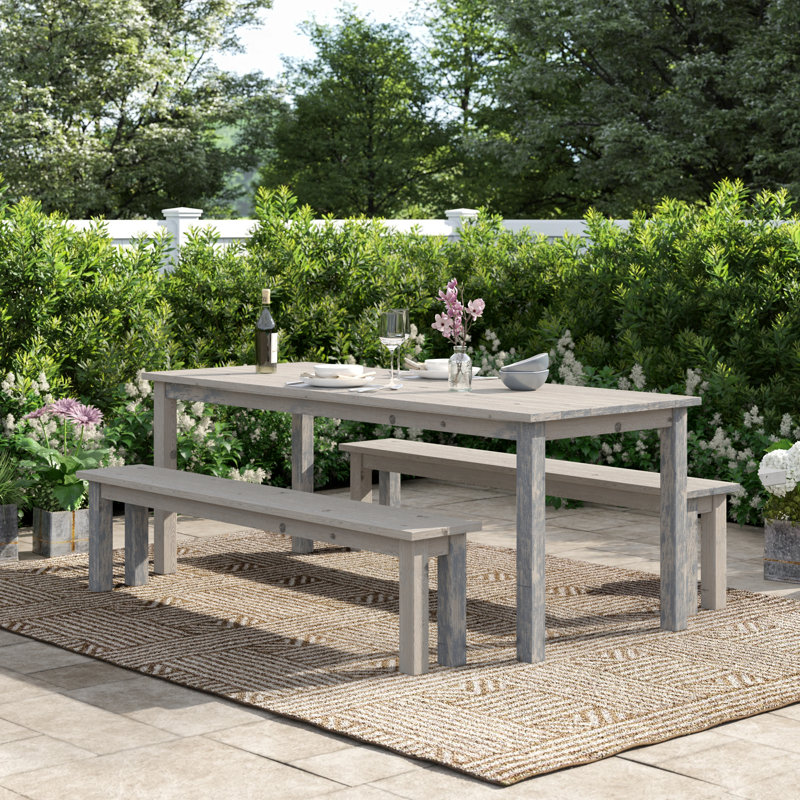 8 - Person Wood Patio Dining Set with Rectangular Table