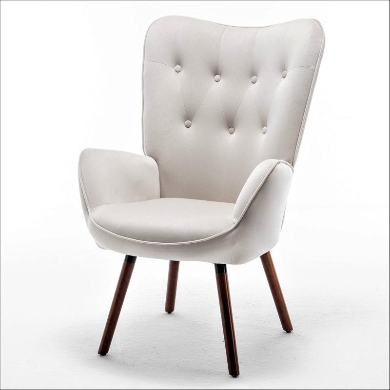 Barrion Upholstered Armchair, Ivory Velvet