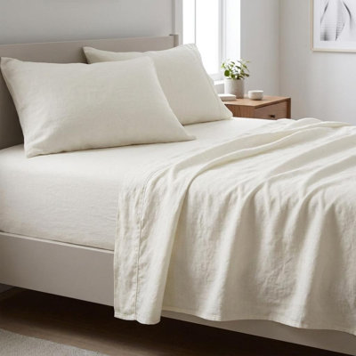 Four Piece Ivory Linen Sheet Set