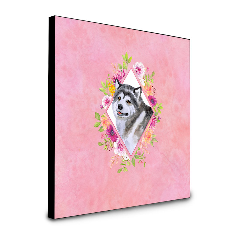 Panneau mural Dollman Flowers, Rose, Malamute d’Alaska gris