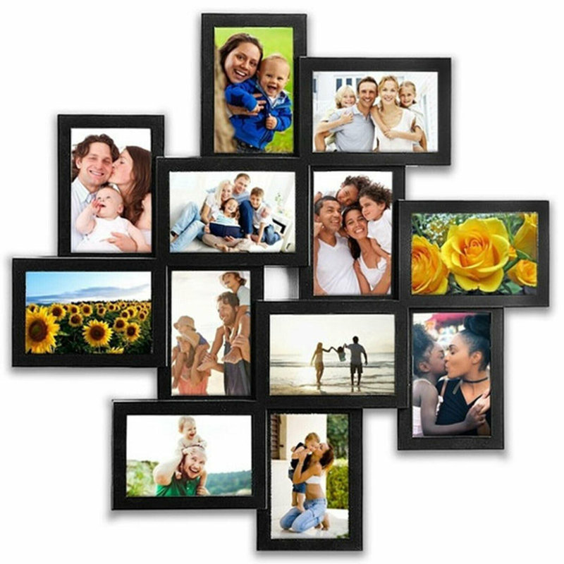Elestine Black Wicker / Rattan Matte Picture Frame - Set of 10
