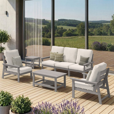 5-Person Sofa Conversation Seating Group with Cushions