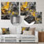Moutarde jaune et gris vif - Décoration murale abstraite en métal-87828369