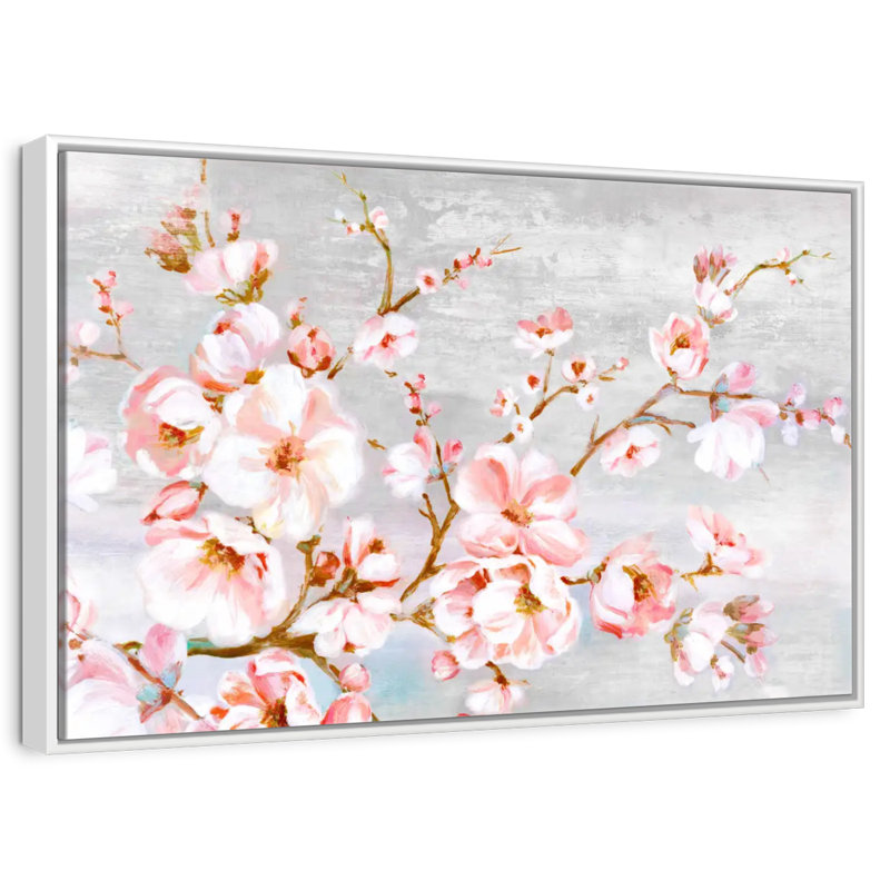 Fleurs de cerisier au printemps, Cadre flottant blanc, 19 po x 13 po