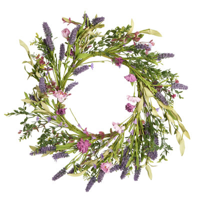 24" Artificial Purple Lilac Wild Flower Wreath.