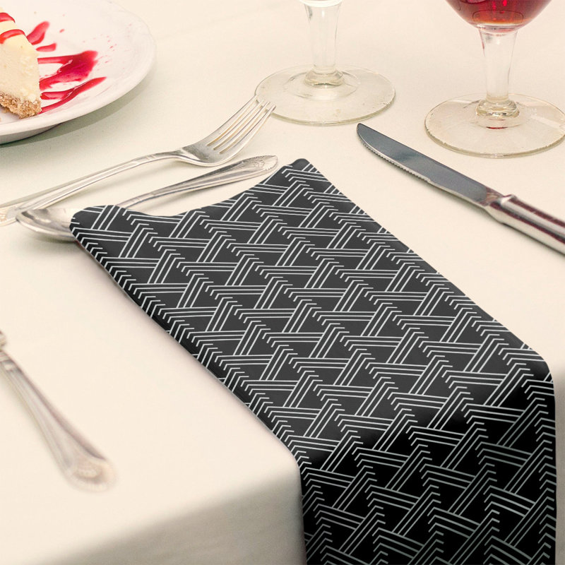 Serviette de table en coton Zig Zag, Noir, H 0,1 po x l 22 po x P 22 po, Croisé en coton