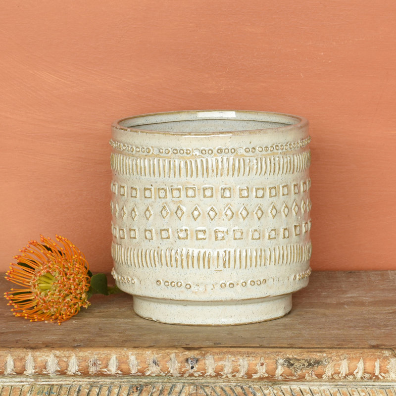 Pot à fleurs en céramique Oyku, H 6,25 po x l 6,75 po x 6,75 po