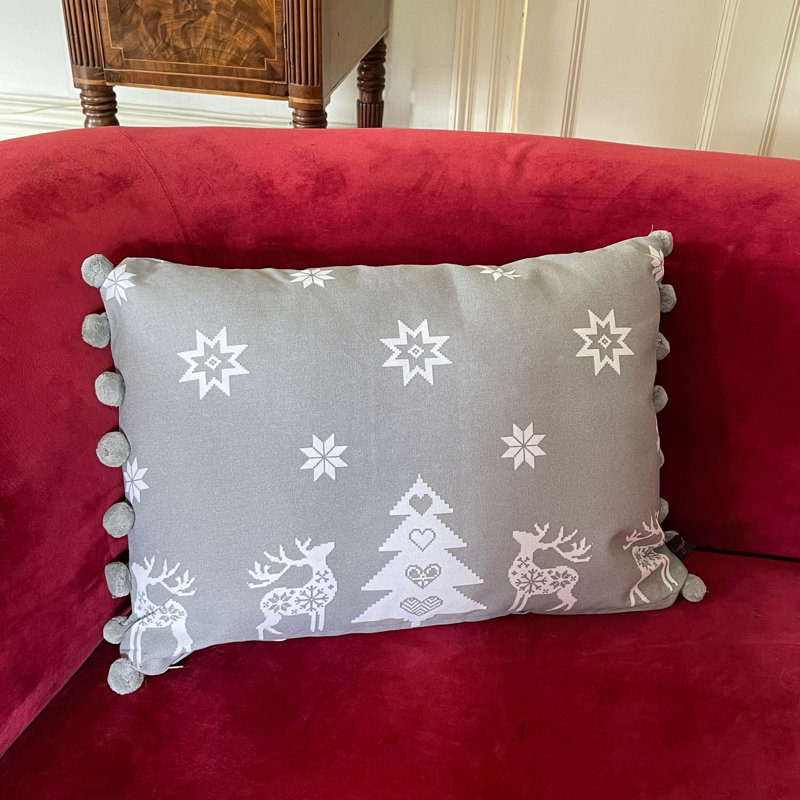 Fern Geometric Rectangular Cushion, Silver/Grey