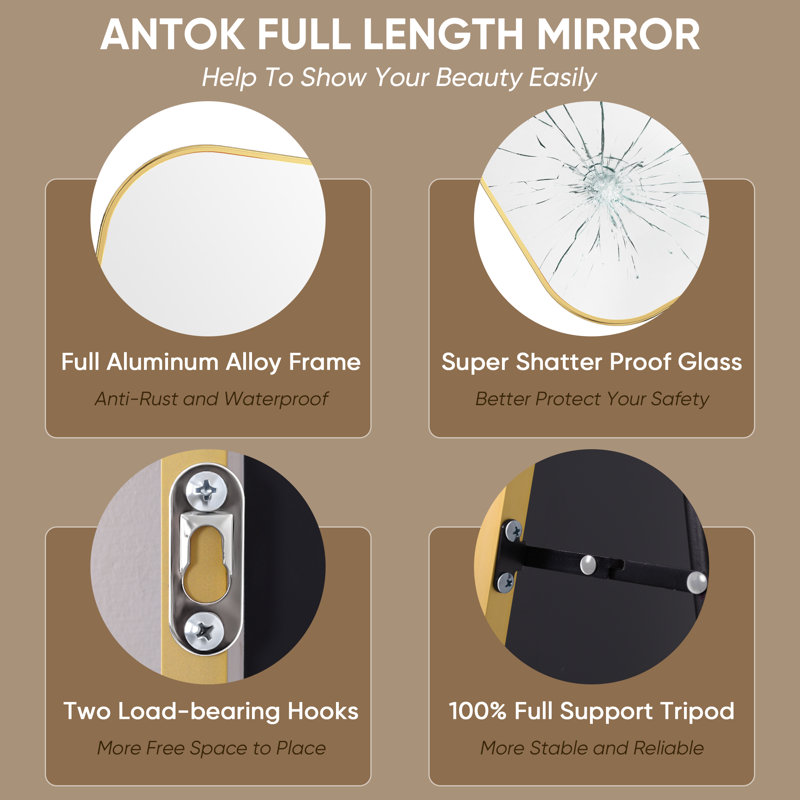 Arched Metal Oversized Full-Length Mirror, Black, 78" x 38"