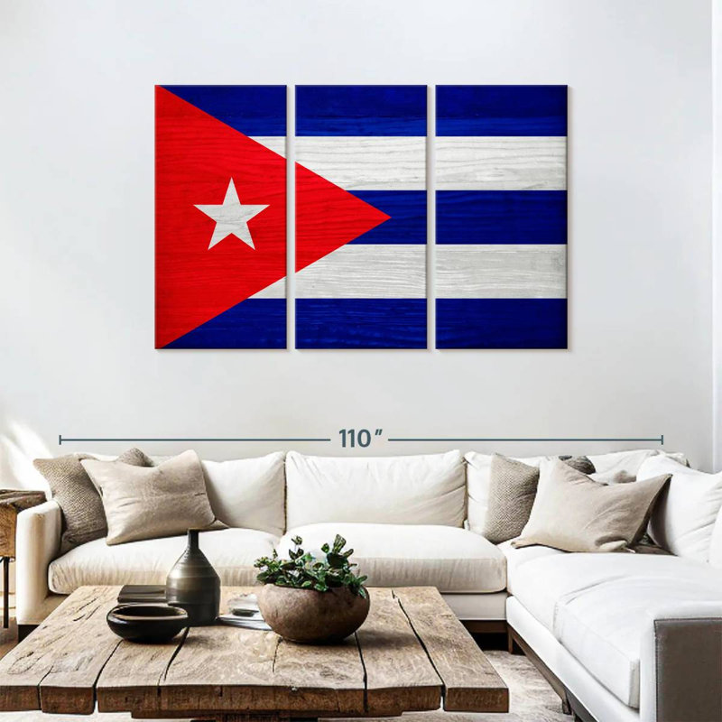Bois de Borges, drapeau de Cuba, H 48 po x l 74 po