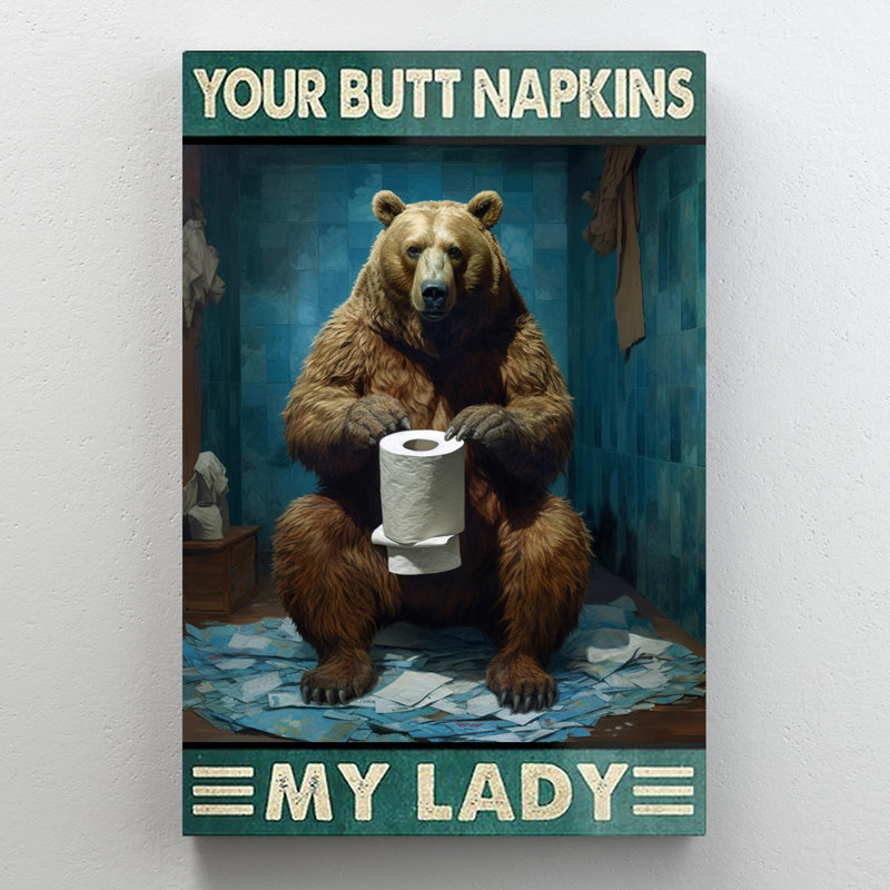 Ours avec vos serviettes My Lady, H 36 po x l 24 po x P 1,25 po