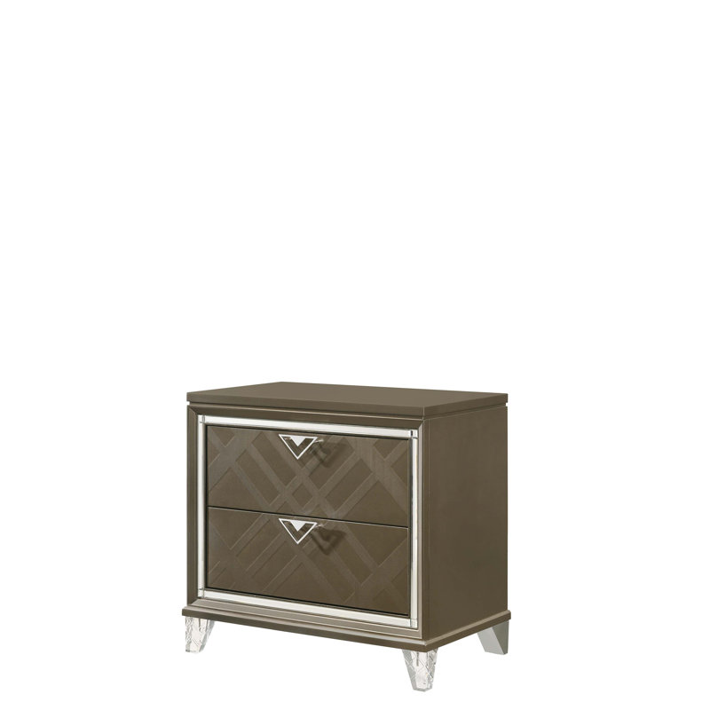 Table de chevet au fini champagne foncé pour chambre à coucher et salon