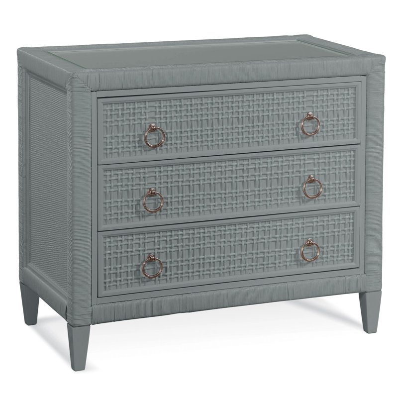 Monterey 3 Drawer Wicker Chest, Nickel, Yes, Brass