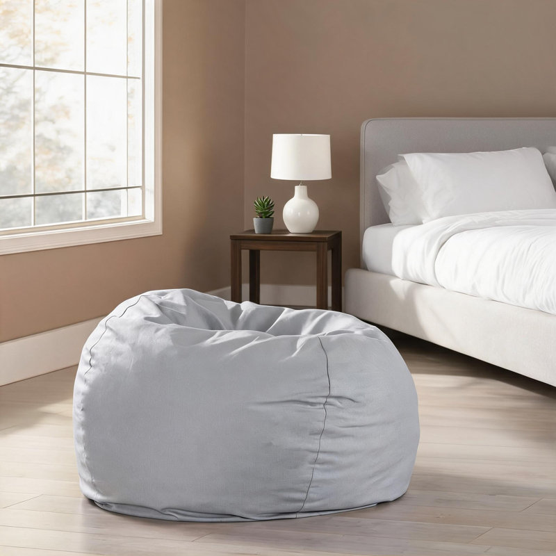 Fauteuil à billes à siège simple pour divertissement à domicile et détente, polyester gris ardoise, assise rembourrée en mousse 34 x 34 x 25 pouces