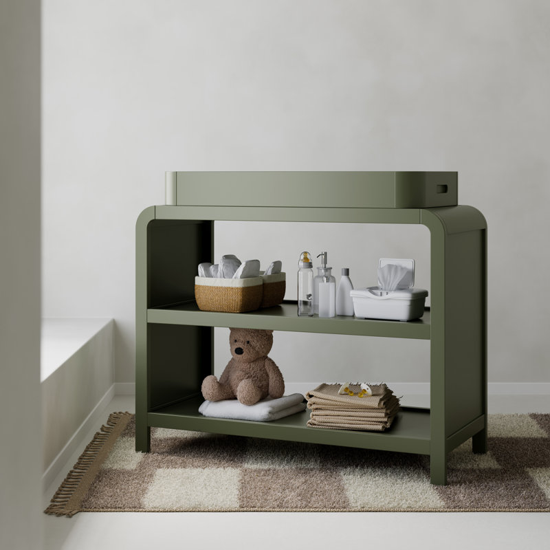 Table à langer avec plateau amovible Santos, Olive