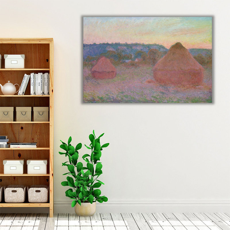 «Stacks of Wheat - End of Day, Autumn», reproduction d'art sur toile, H 24 po x l 36 po