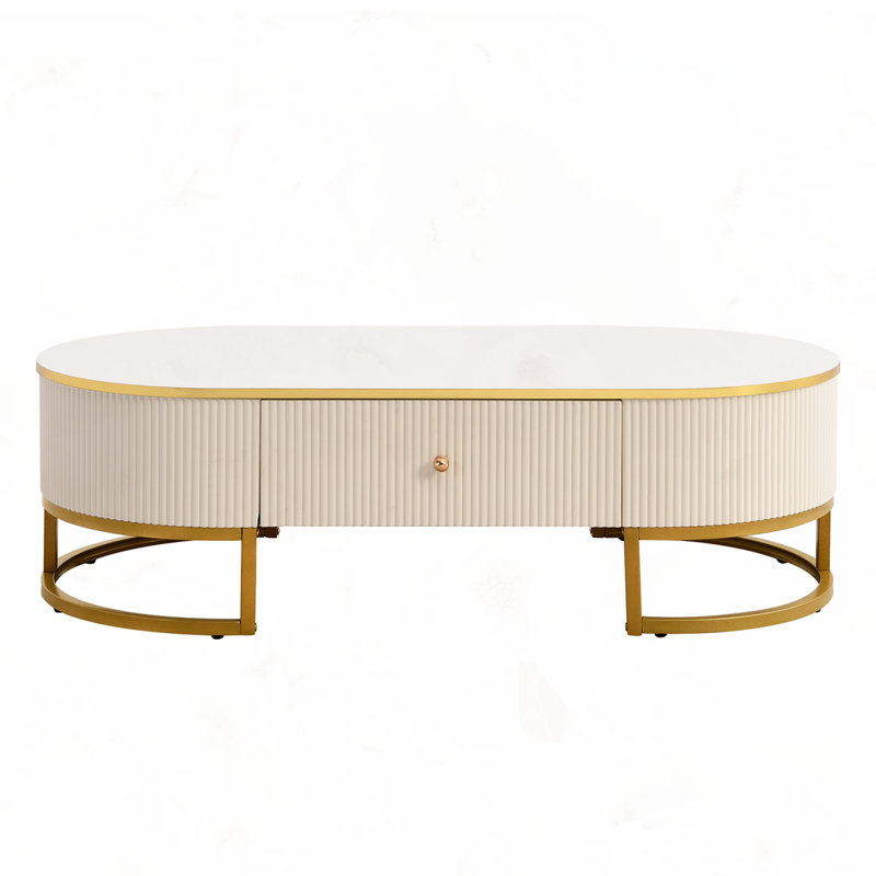 Table basse moderne ovale avec tiroirs
