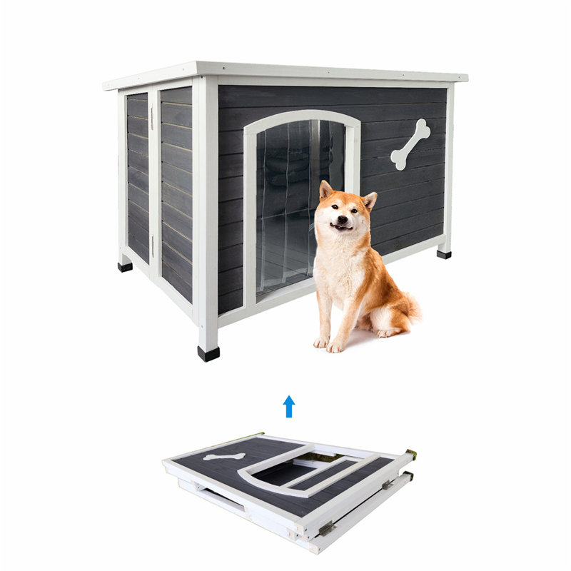 Grande niche pour chien en bois, cage extérieure imperméable pour chien, chenil coupe-vent et chaud facile à assembler