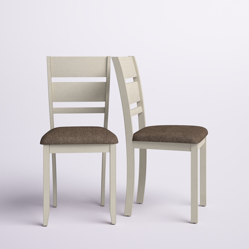 Luz Slat Back Upholstered Side Chair, Dark Brown/White